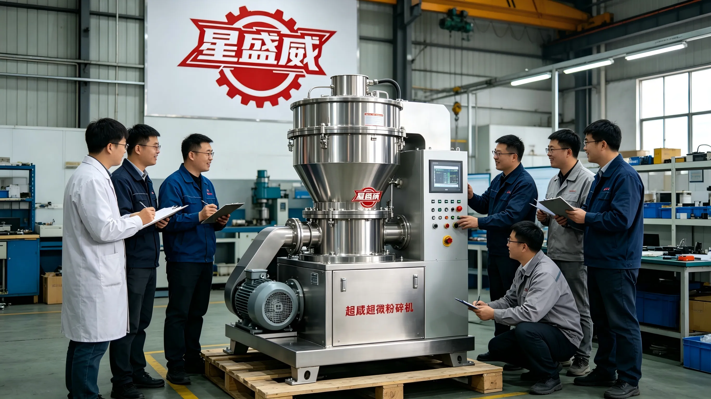 Eine Gruppe von Einkäufern aus mehreren Regionen in Jiangsu, Shandong und Hebei besuchte die Maschinenfabrik Xingshengwei, um vor Ort Tests durchzuführen und den Beschaffungsplan für den Ultra Pulverizer fertigzustellen