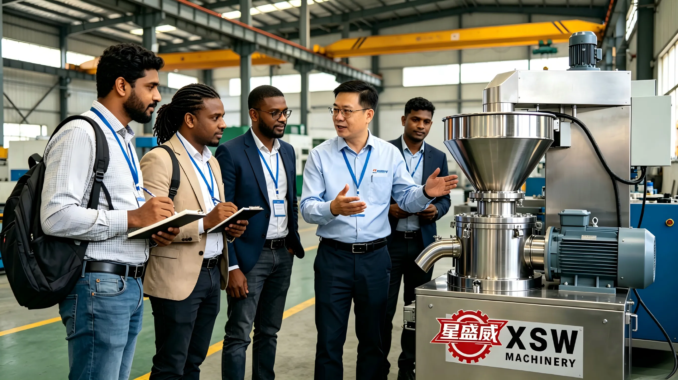 Das Team von Auslandsvertretern kam zur Maschinenfabrik Xingshengwei zur Feldinspektion und Geschäftskommunikation